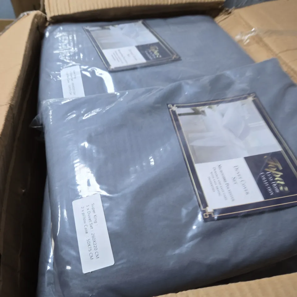 BOX OF APPROXIMATELY 12 X TOPAZ LUXE HOME DUVET COVER SET – SUPER KING (2 PILLOWCASES)