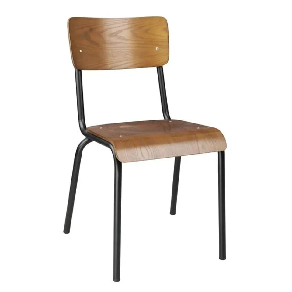BOXED BOLERO CANTINA SIDE CHAIRS WITH DARK WOODEN SEAT PAD (4 PACK)
