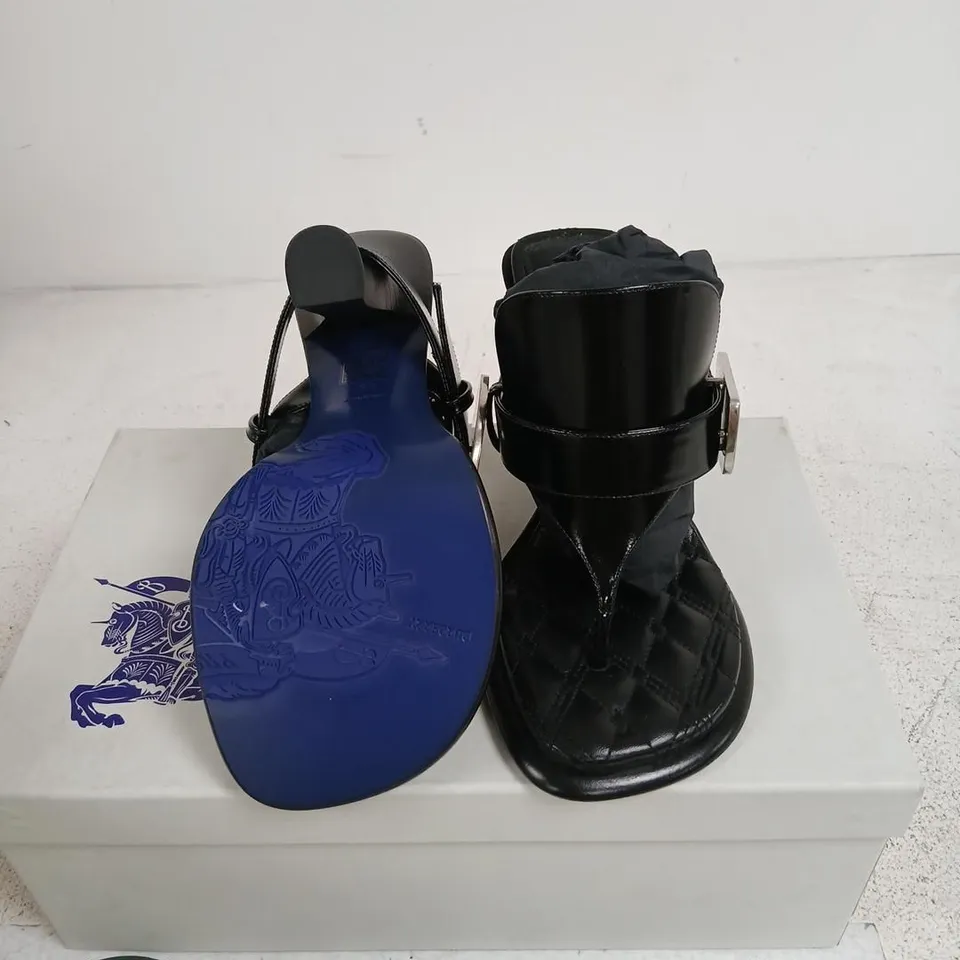 BURBERRY BLACK QUILTED LEATHER SANDALS WITH ANKLE STRAP – UK 3 (EU 36)