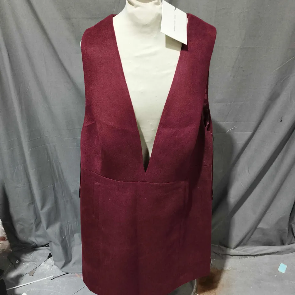 NOBODYS CHILD LISOU JEMIMA WOOL BLEND PINNY DRESS PLAIN IN BURGUNDY - UK 22