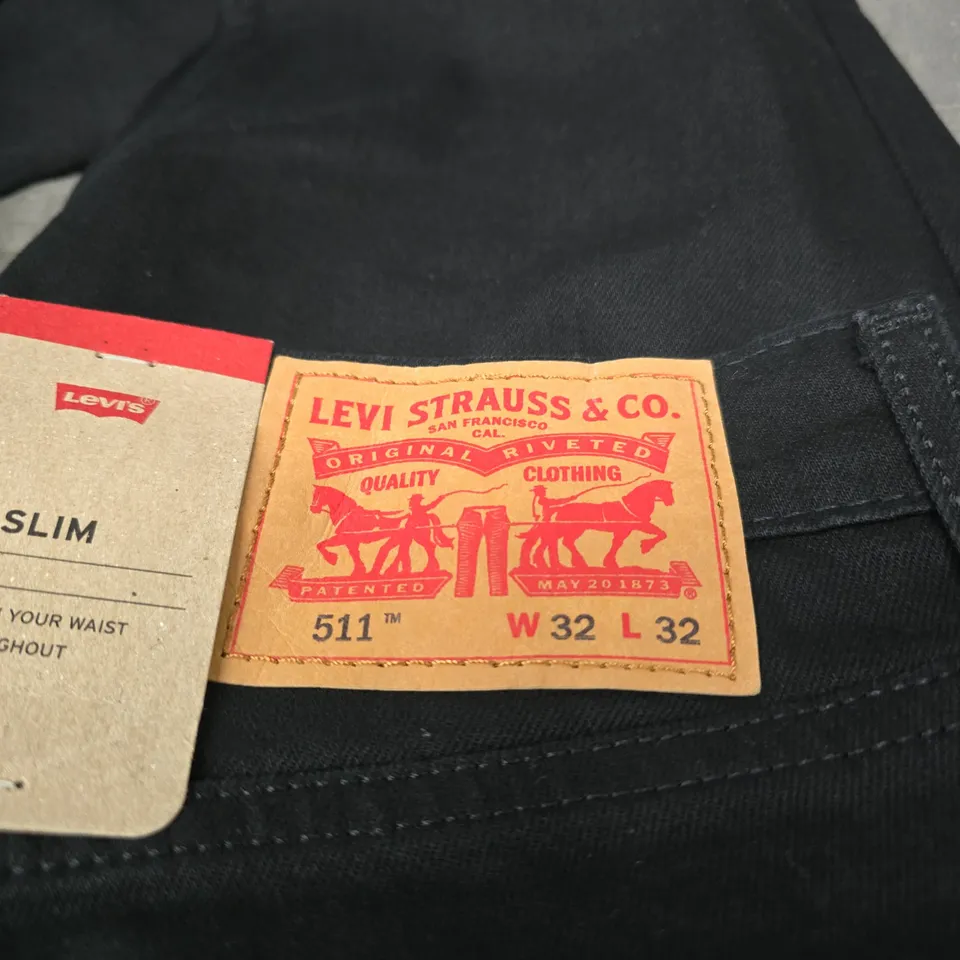 LEVI STRAUSS BLACK DENIM JEANS SLIM STRETCH SIZE W32 L32