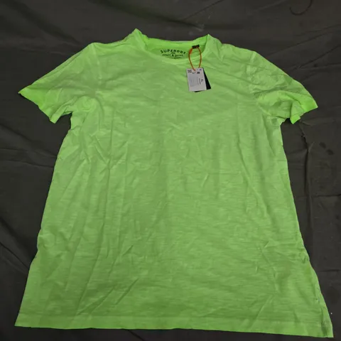 SUPERDRY RAW EDGE SLUB T‑SHIRT – NEON LIME GREEN, XL