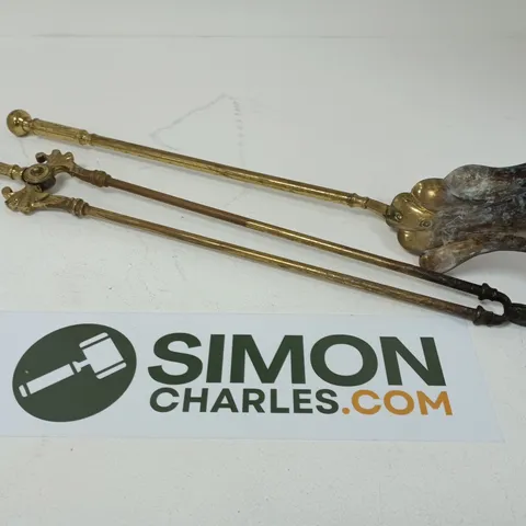 BRASS FIREPLACE TOOL SET