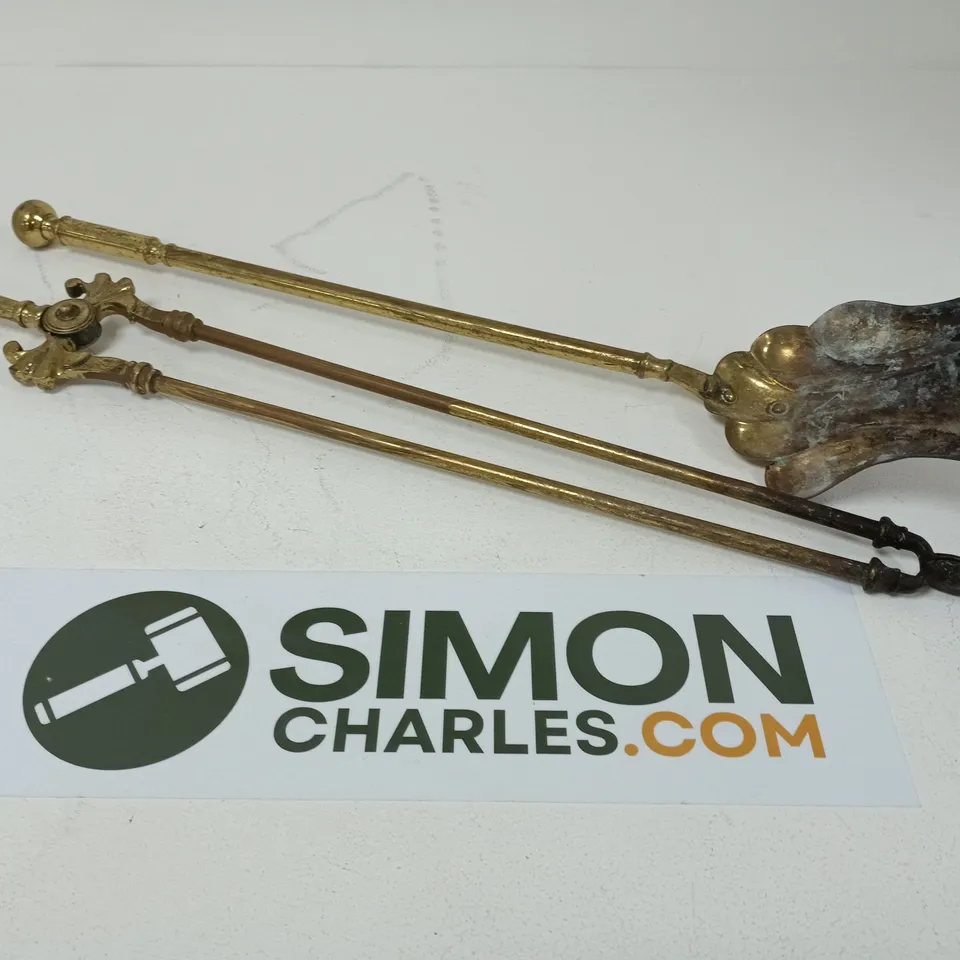 BRASS FIREPLACE TOOL SET