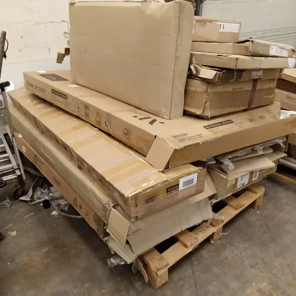 PALLET OF ASSORTED INCOMPLETE FURNITURE PARTS AND PIECES 