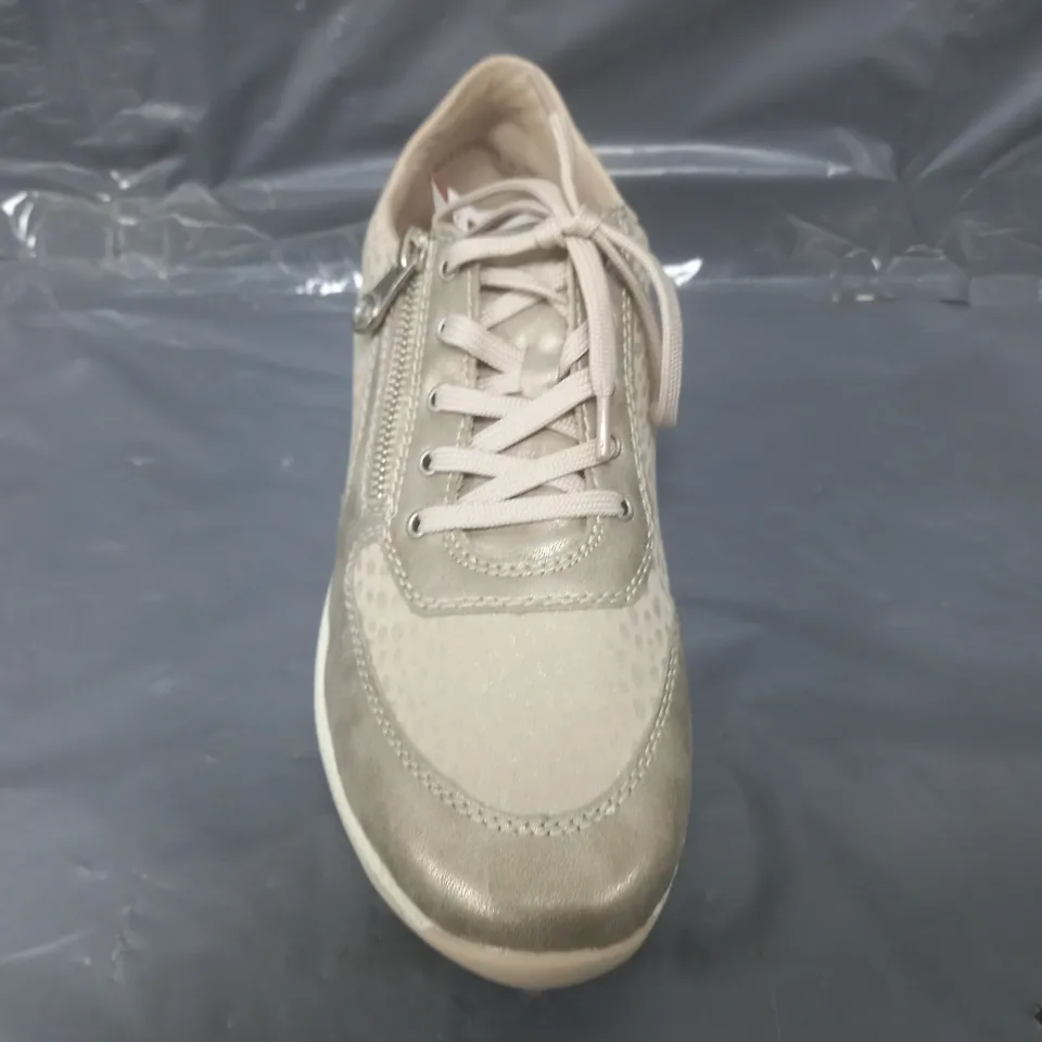 BOXED PAIR OF RIEKER TRAINERS IN TAUPE SIZE 7.5