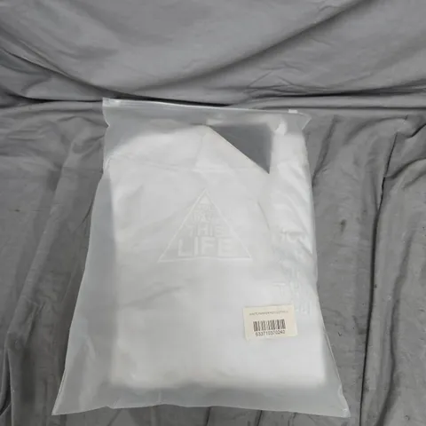 BAGGED YOU DONT WANT THIS LIFE WHITE PAINTER HOODIE - SIZE SMALL
