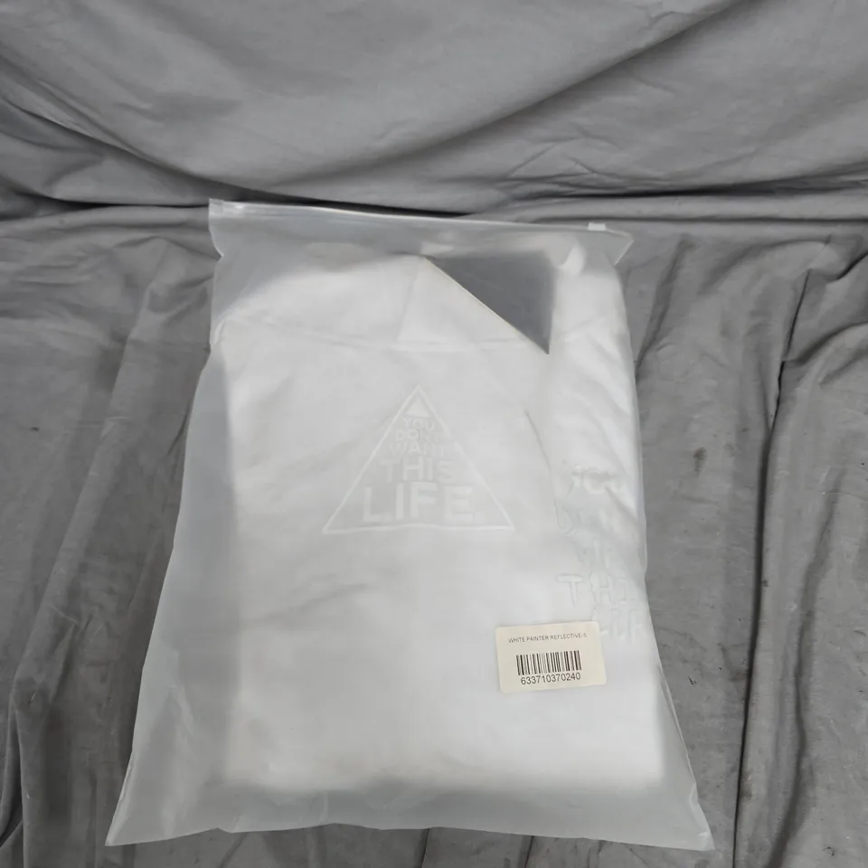 BAGGED YOU DONT WANT THIS LIFE WHITE PAINTER HOODIE - SIZE SMALL