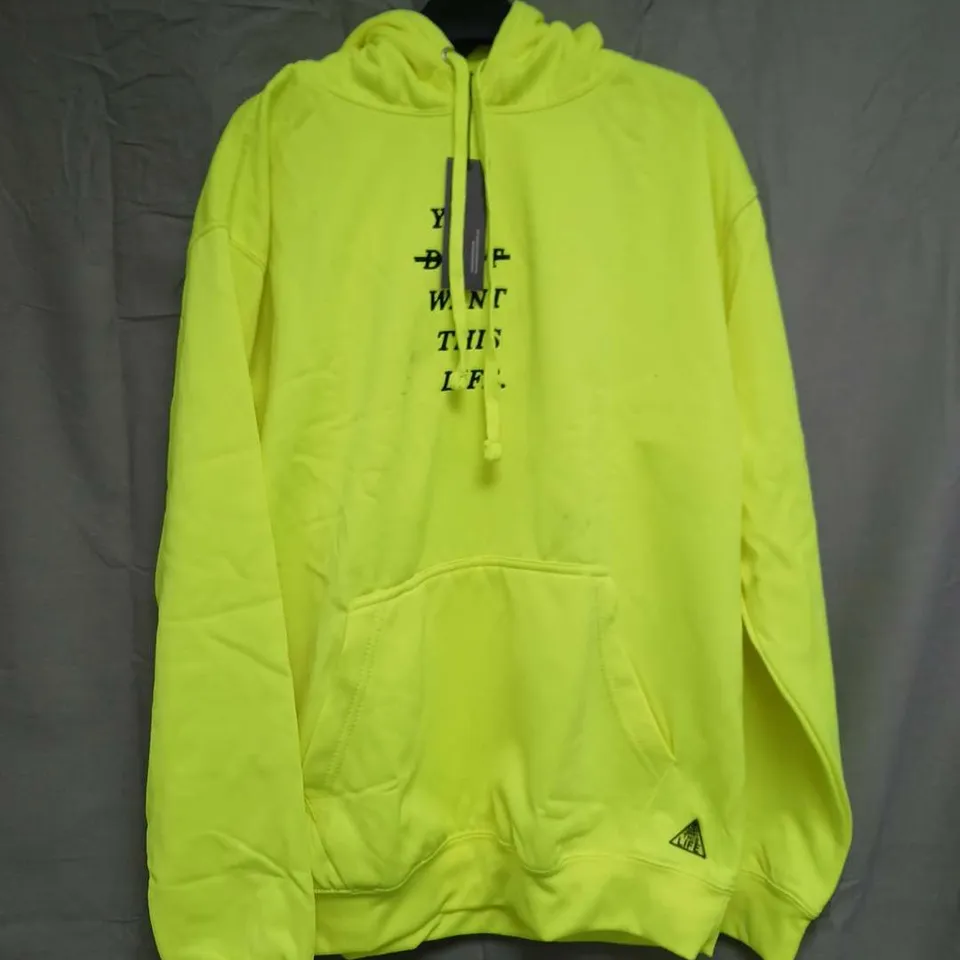 YOU DON'T WANT THIS LIFE LIMITED EDITION REDLINE HOODIE – NEON YELLOW, SIZE S