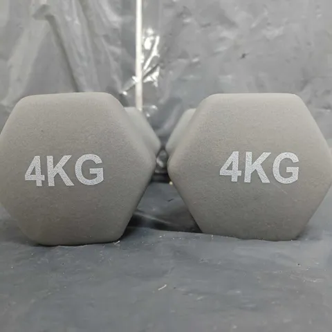 SET OF 2 UNBRANDED 4KG DUMBBELLS IN GREY