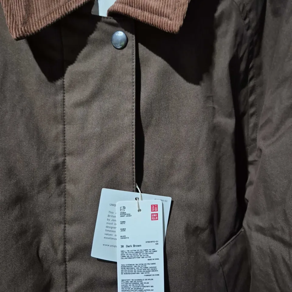 UNIQLO DARK BROWN JACKET WITH CORDUROY COLLAR – MEN'S UK SIZE S
