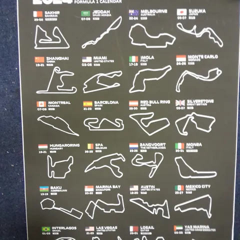 FORMULA 1 2024 SEASON CIRCUIT CALENDAR POSTER