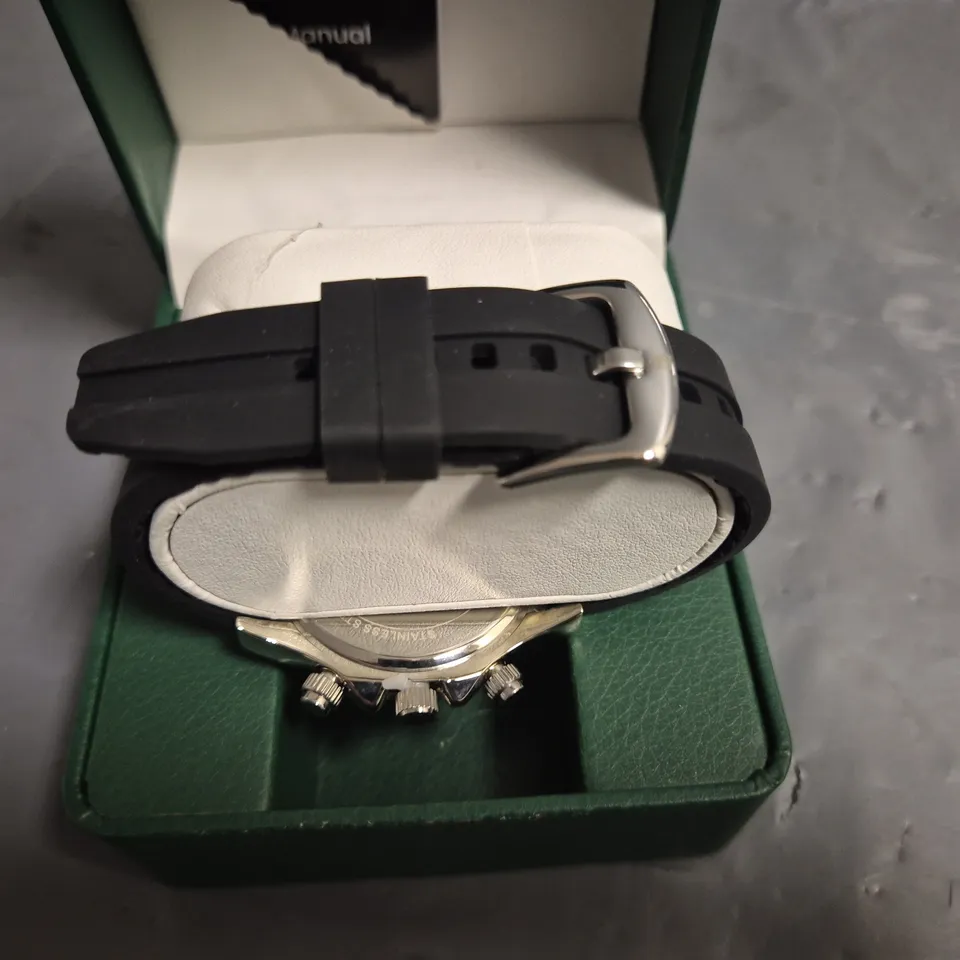 FRANK SCHMIDT MENS CHRONOGRAPH WATCH WITH BLACK RUBBER STRAP IN BOX
