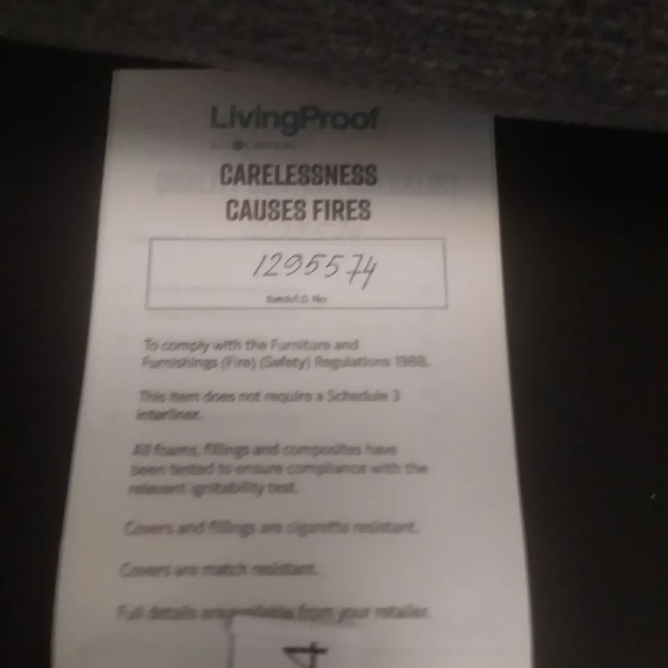 QUALITY BRITISH DESIGNER LOUNGE CO. CARTER CHAIR GREY/BLUE FABRIC