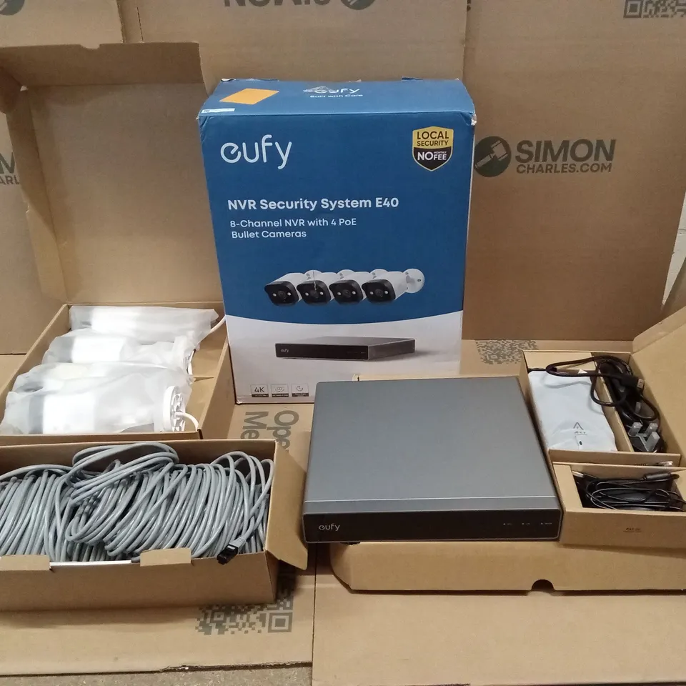 BOXED EUFY SECURITY POE NVR CCTV CAMERA SYSTEM E40, 4 X 4K BULLET CAMS RRP £679