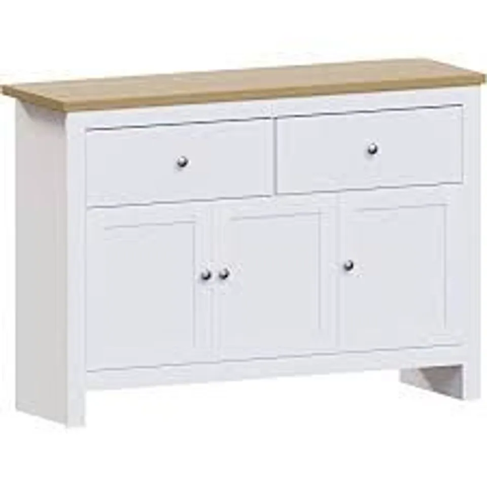 BOXED ARLINGTON 2 DRAWER 3 DOOR SIDEBOARD - WHITE/OAK