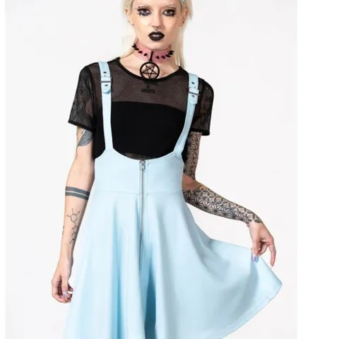BRAND NEW SUSPEND ME PASTEL BLUE SKIRT FROM KILLSTAR SIZE XS