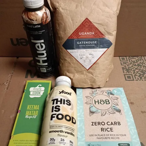 APPROXIMATELY 10 ASSORTED FOOD/DRINK PRODUCTS TO INCLUDE YFOOD, ZERO CARB RICE, HUEL ETC