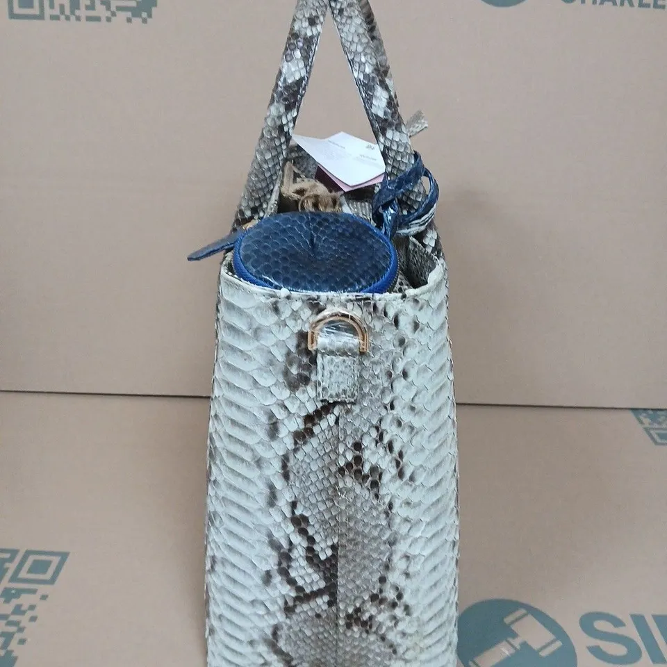 LA MAREY SNAKESKIN LEATHER TOTE BAG
