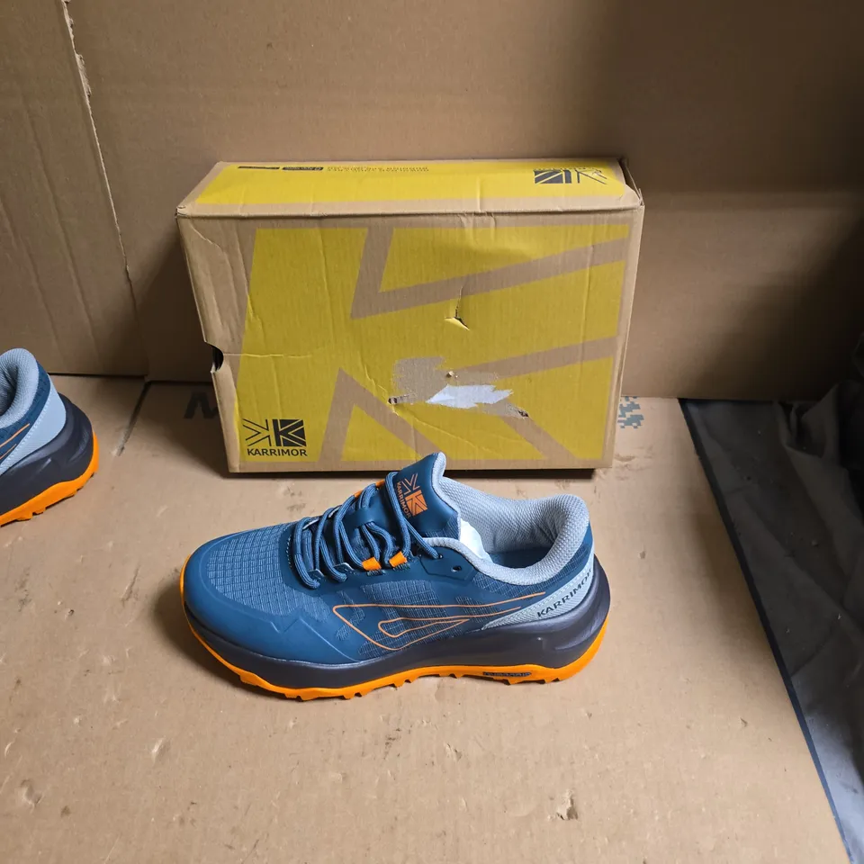 KARRIMOR RUNNING SHOES – BLUE/ORANGE, BOXED - UK SIZE 4