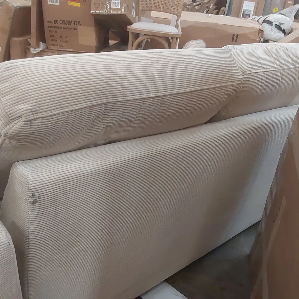 QUALITY DESIGNER UPHOLSTERED CORDUROY BEIGE CORNER SOFA BED