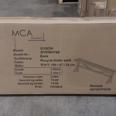 BOXED SOLID PINE DINING BENCH - WHITE/NATURAL (1 BOX)