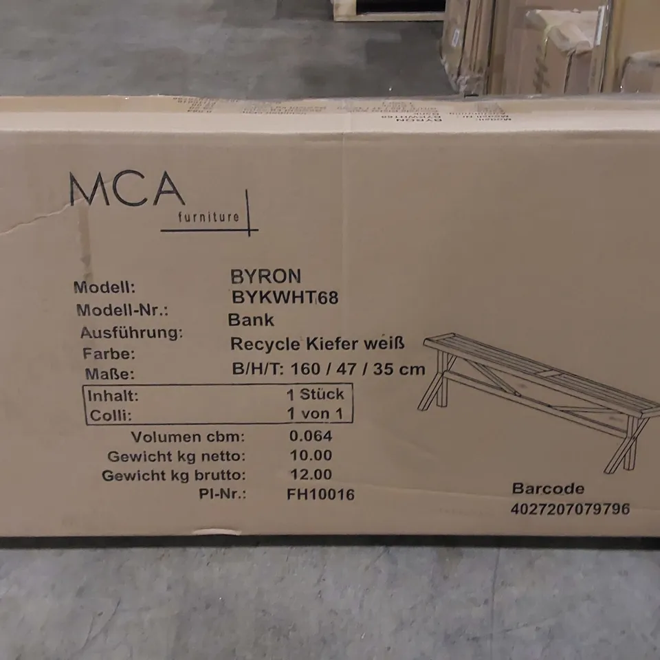 BOXED SOLID PINE DINING BENCH - WHITE/NATURAL (1 BOX)