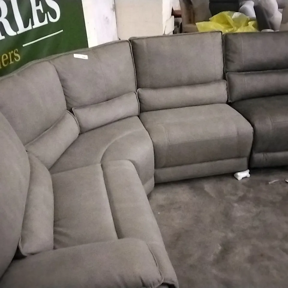 QUALITY DESIGNER GREY FABRIC CORNER SOFA GROUP 