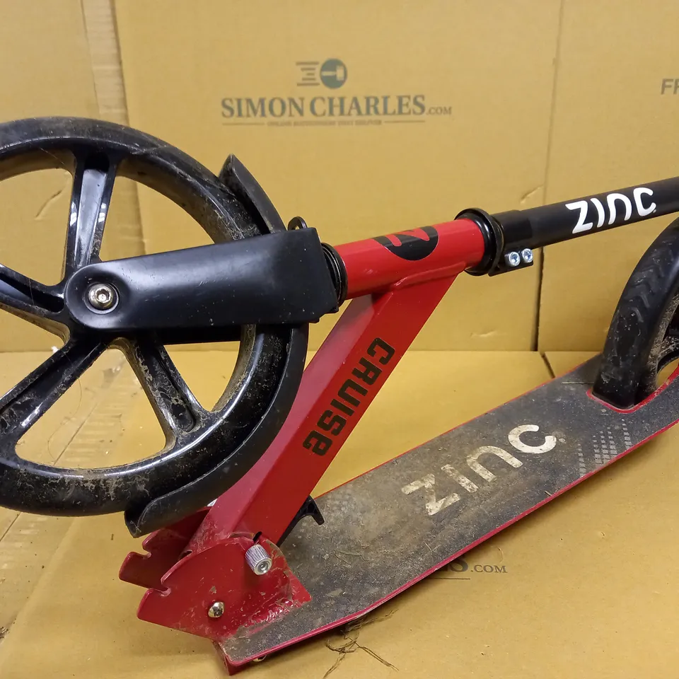 ZINC BIG WHEELED FOLDING CRUISE SCOOTER - RED RRP £69.99