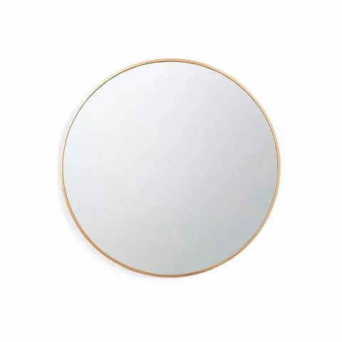 BOXED NEO GOLD METAL FRAME ANTI-RUST WALL MOUNTED ROUND MIRROR 50CM