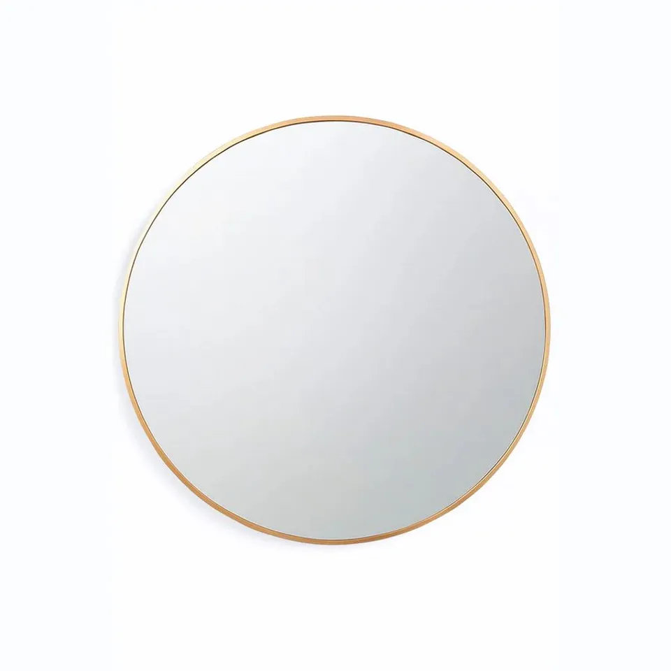 BOXED NEO GOLD METAL FRAME ANTI-RUST WALL MOUNTED ROUND MIRROR 50CM