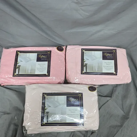 APPROXIMATELY 25 TOPAZ LUXE HOME COLLECTION DEEP FITTED SHEETS IN PINK - SUPER KING 