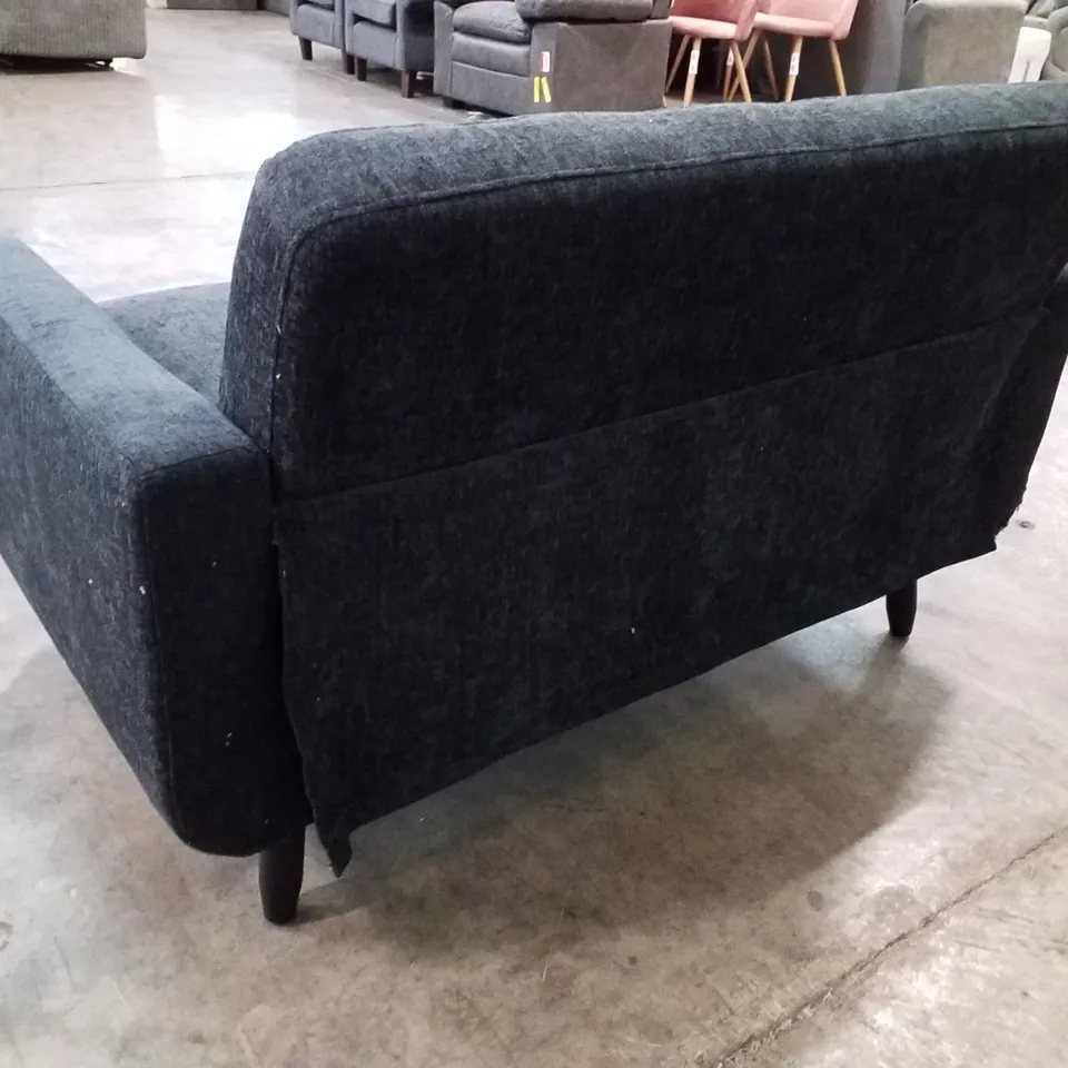 QUALITY DESIGNER OSLO 2 SEATER SOFA - DARK BLUE/GREY FABRIC
