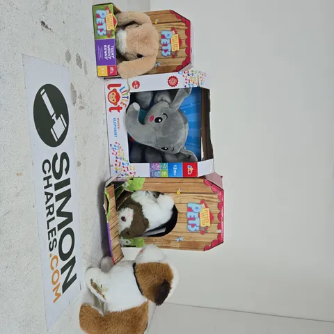 BOX OF APPROXIMATELY 10 ASSORTED TOYS INCLUDING PITTER PATTER PETS TEENY WEENY BUNNY, HAPPY HOPPY BUNNY AND LITTLE LOT MUSICAL ELEPHANT