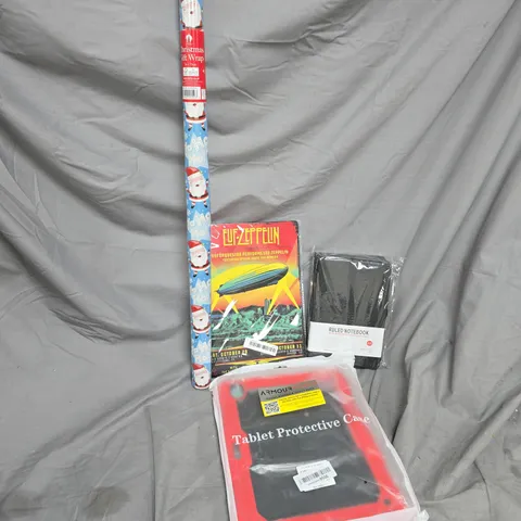 APPROXIMATELY 20 ASSORTED HOUSEHOLD PRODUCTS TO INCLUDE CHRISTMAS GIFT WRAP, RULED NOTEBOOKS, TABLET PROTECTIVE CASE, ETC - COLLECTION ONLY