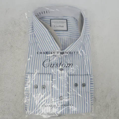 BAGGED CHARLES TYRWHITT CUSTOM STRIPED SHIRT IN WHITE/BLUE SIZE UNSPECIFIED