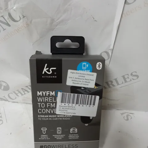 BOX OF 18 KITSOUND MYFM2 WIRELESS TO FM CONVERTER