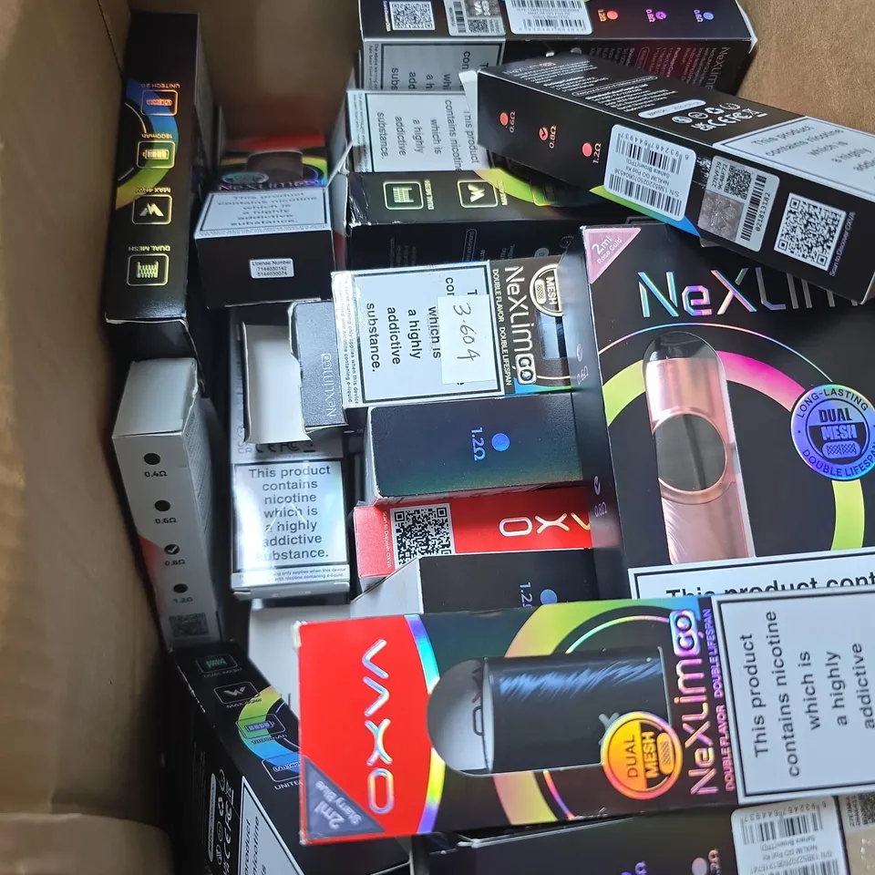 BOX OF APPROXIMATELY 30 ASSORTED OXVA E GIG ITEMS