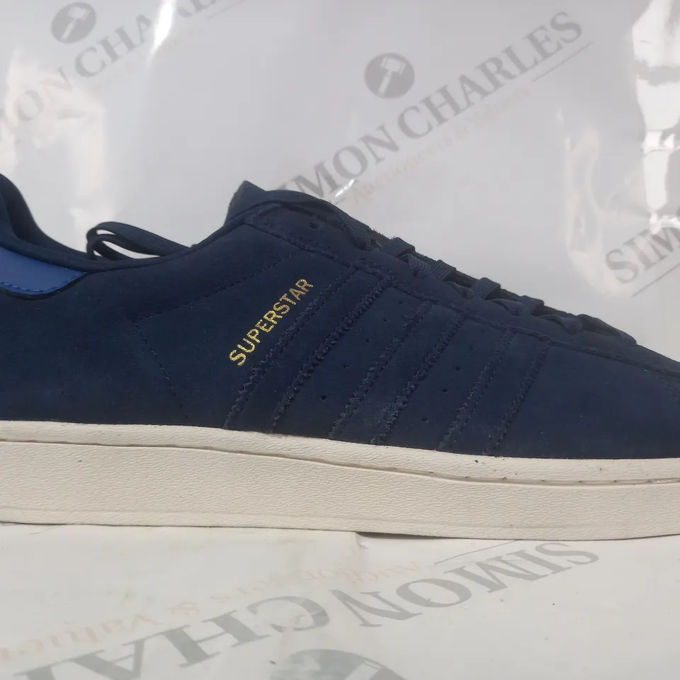 PAIR OF ADIDAS SUPERSTAR SHOES IN NAVY UK SIZE 11