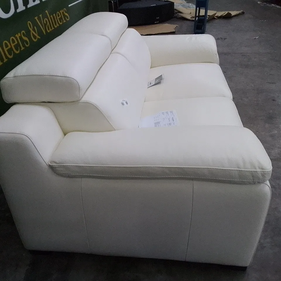 QUALITY ITALIAN DESIGNER RICCARDO 2 SEATER SOFA - WHITE LEATHER