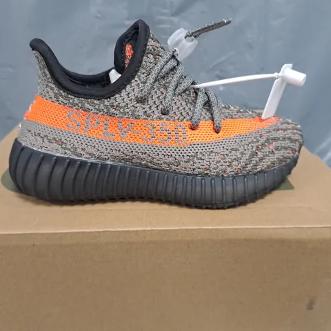 BOXED PAIR OF ADIDAS YEEZY BOOST 350 CHILDREN'S SHOES TAUPE/ORANGE SIZE UK 11