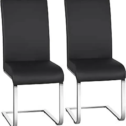 BOXED YAHEETECH DINING CHAIRS FAUX LEATHER KITCHEN HIGH BACK DINING ROOM CHAIRS (SET OF 2) - BLACK (1 BOX)