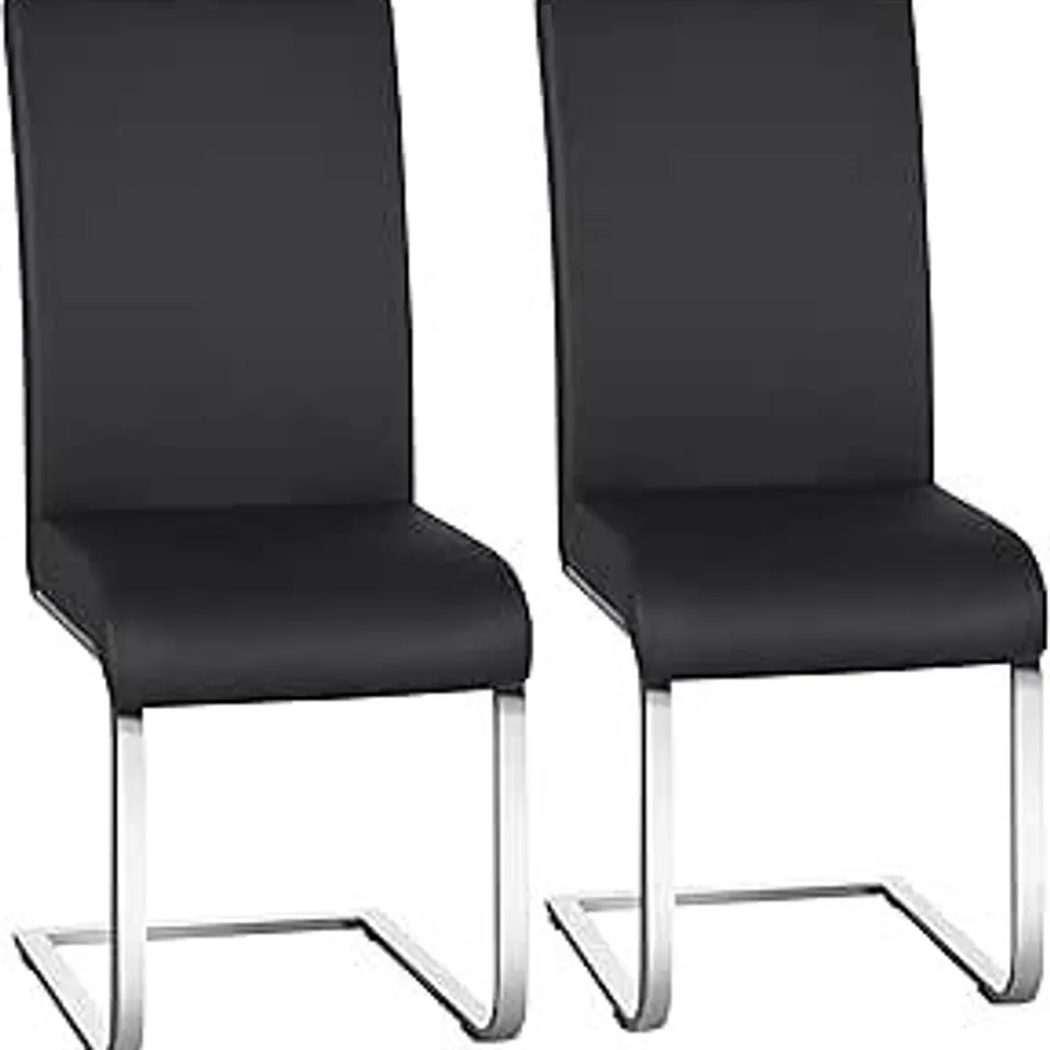 BOXED YAHEETECH DINING CHAIRS FAUX LEATHER KITCHEN HIGH BACK DINING ROOM CHAIRS (SET OF 2) - BLACK (1 BOX)