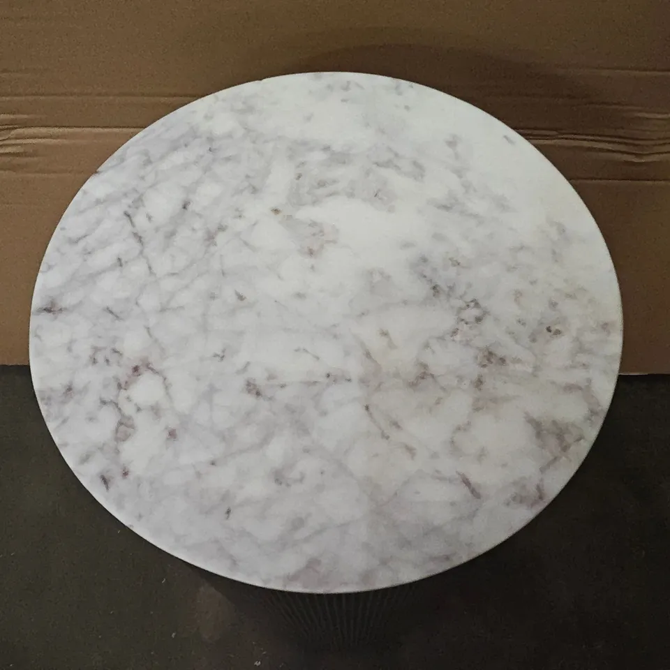 MARBLE EFFECT TOPPED CIRCULAR SIDE TABLE