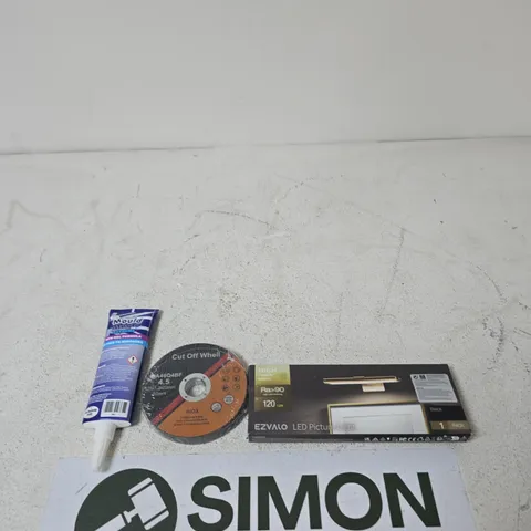 BOX OF APPROXIMATELY 20 ASSORTED HOUSEHOLD ITEMS TO INCLUDE MOULD MAGIC EXTREME, CUT OFF WHELL AND AN LED LIGHT