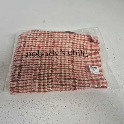 NOBODY'S CHILD NAT SHIRRED TOP – PINK CHECK, UK 8