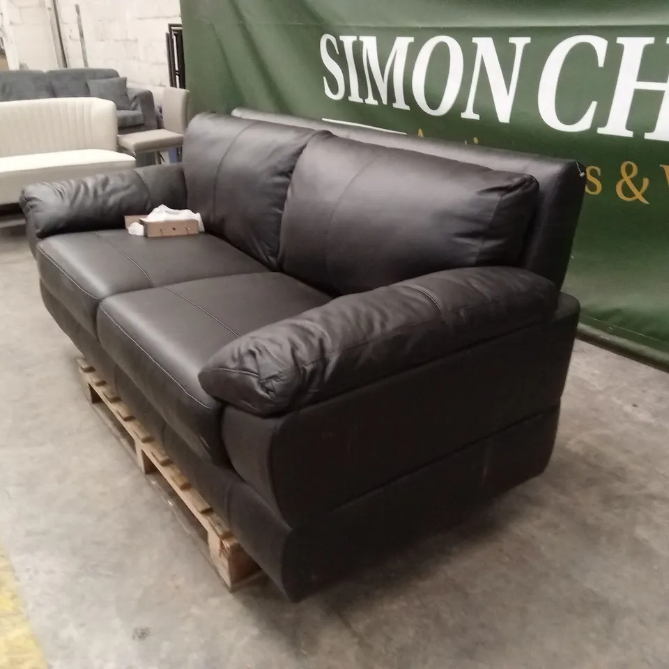 MARLOW ITALIAN LEATHER 3 SEATER SOFA - BLACK RRP £1399