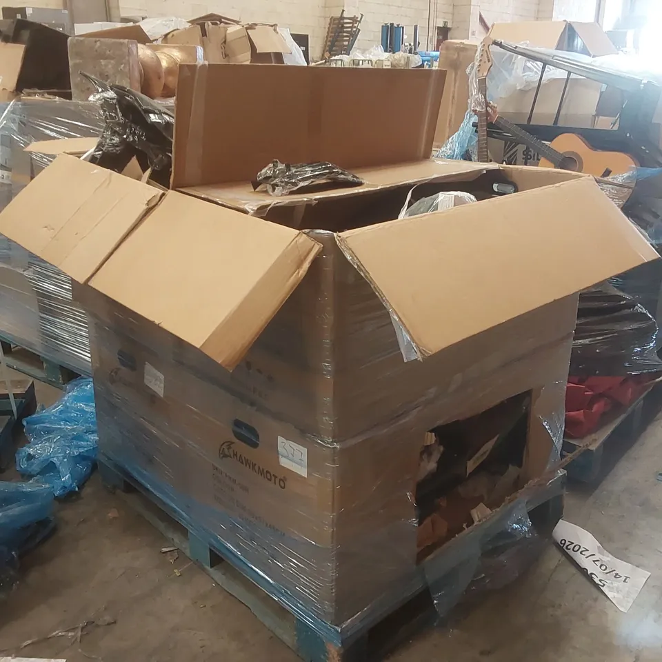 PALLET CONTAINING A VERY LARGE QUANTITY OF ASSORTED ITEMS INCLUDING: MINI QUADBIKE/DIRTBIKE PARTS, BEAN BAGS ECT