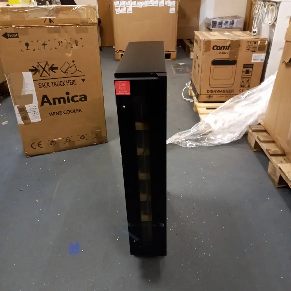 AMICA AWC150BL FREESTANDING WINE COOLER, 6 BOTTLE CAPACITY, 15CM WIDE, BLACK GLASS DOOR- COLLECTION ONLY