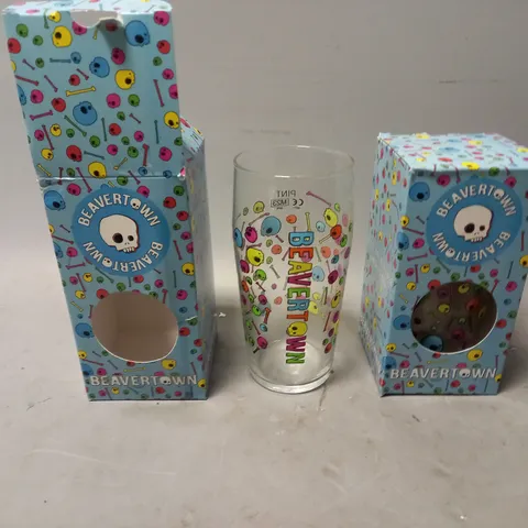 2X BEAVERTOWN PINT GLASSES - BOXED 